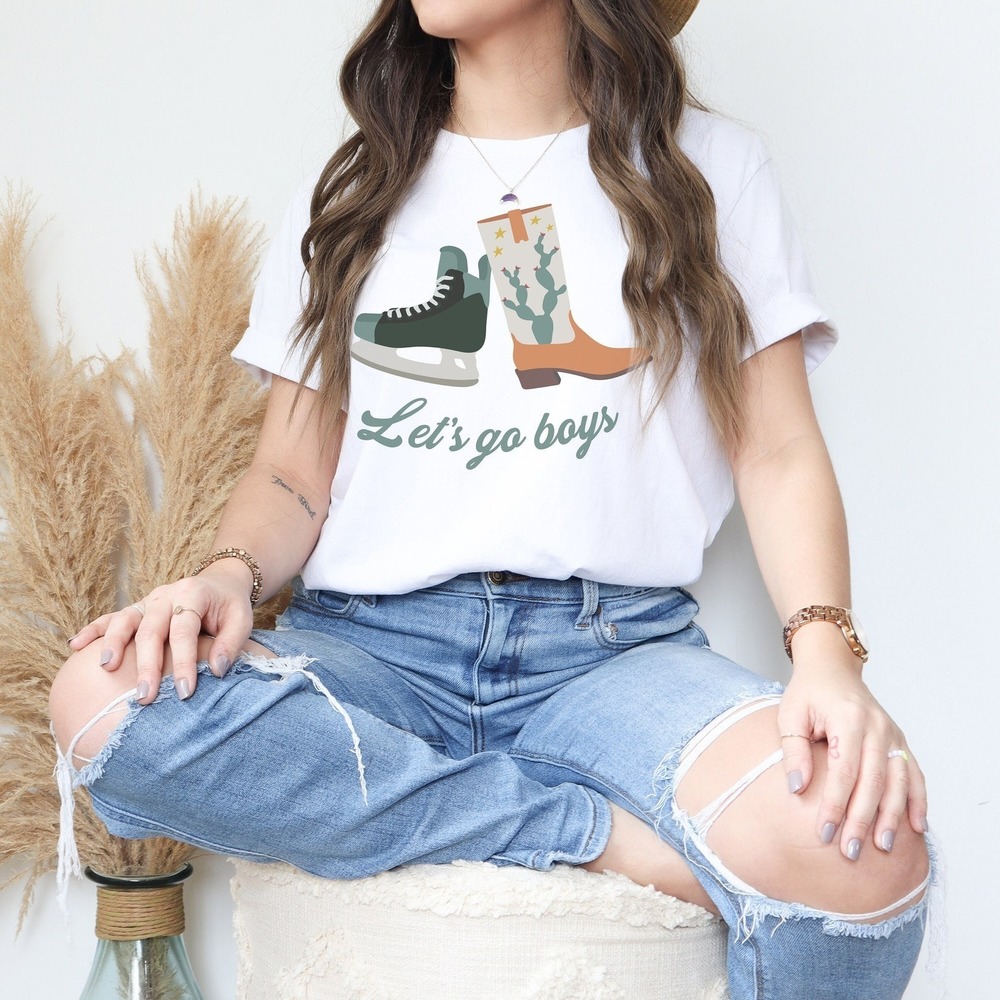 Dallas Stars Boot And Skate Let's Go Boys Unisex Tshirt Gift For Fan